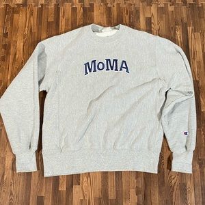 MoMA Champion Reverse Weave Sweatshirt Crewneck Size Medium Oxford Gray
